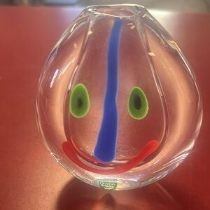 Orrefors Glass Face Vase